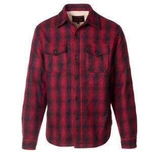 Schott NYC Men's Plaid Wool Blend Faux Sherpa Lined CPO Shirt